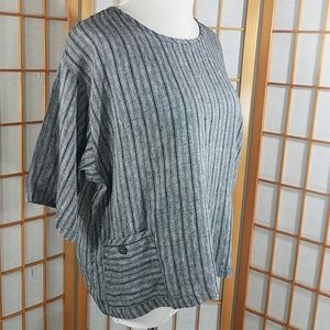 CTC Linens black/white striped 100% linen top